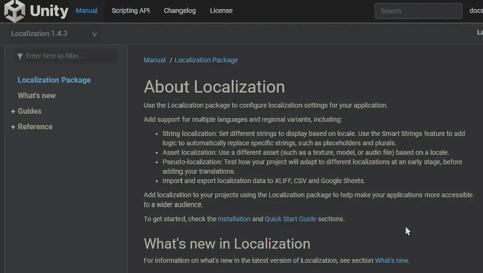 Unity Localization Package Docs